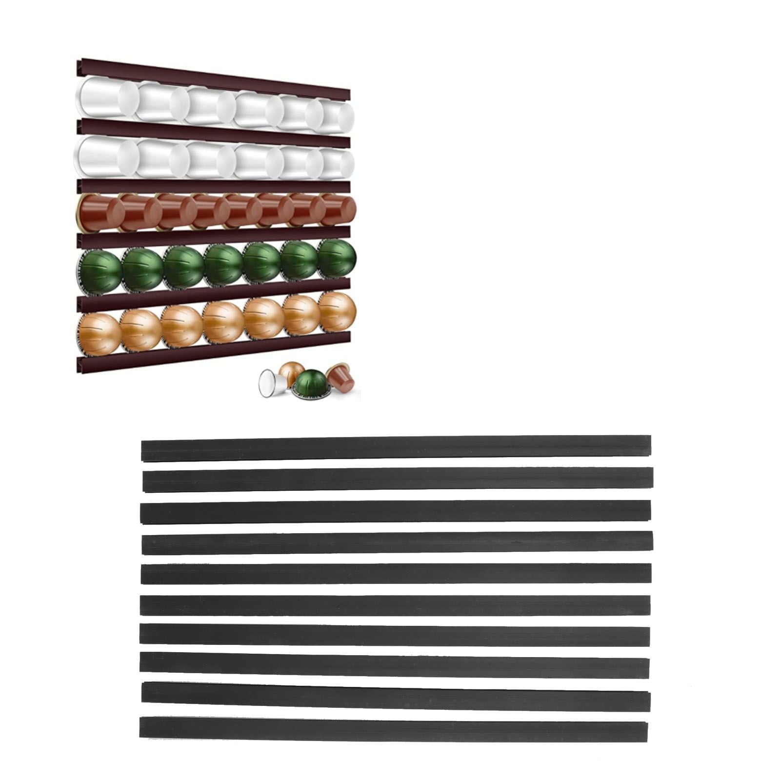 Coffee Capsule Holder DIY Adhesive Coffee Pods Storage Counter Mounted Coffee Pod Holder for Nespresso Black