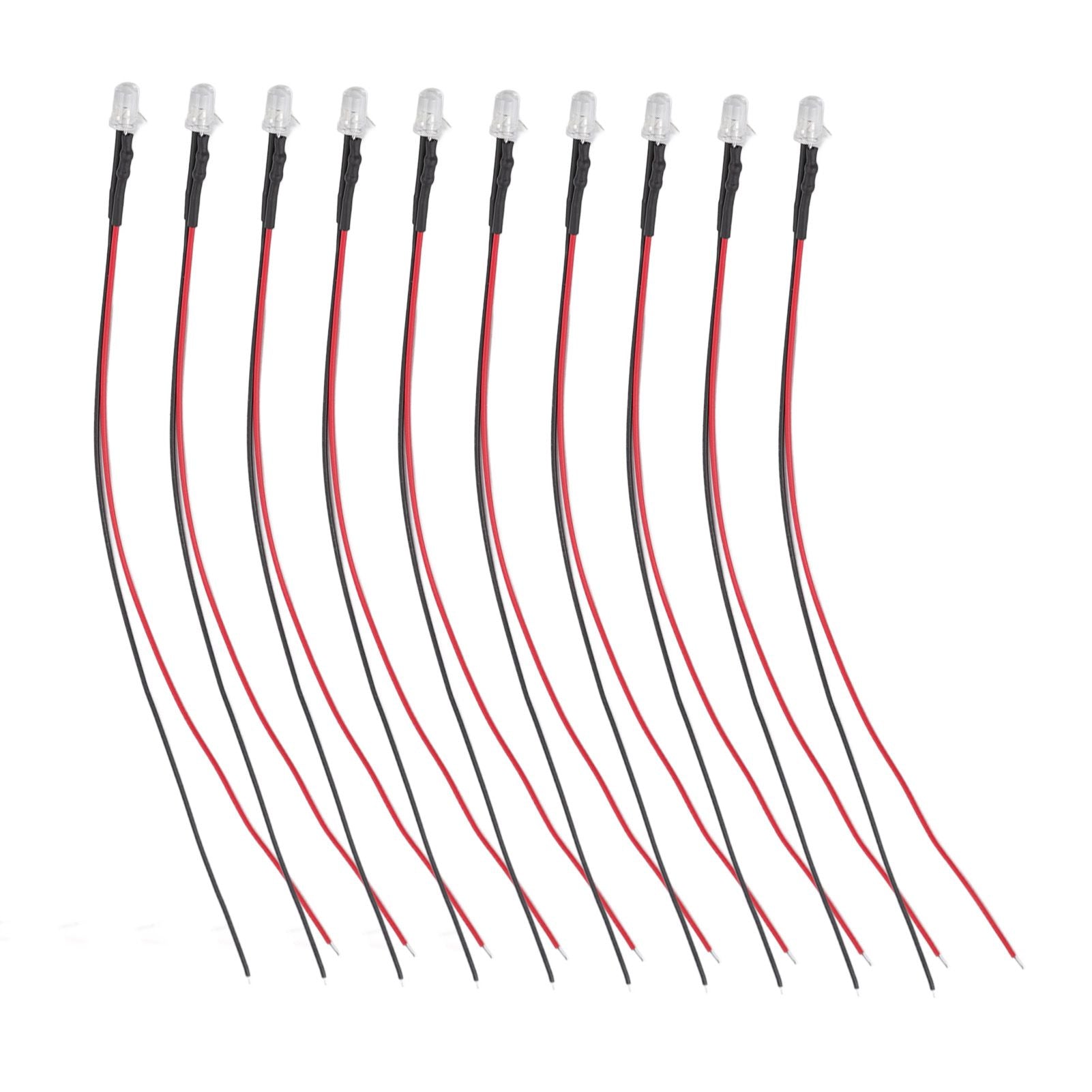 10pcs Lights Emitting Diodes 5mm Prewired Electronic LED Light Diodes for Decoration 5‑12V White Light