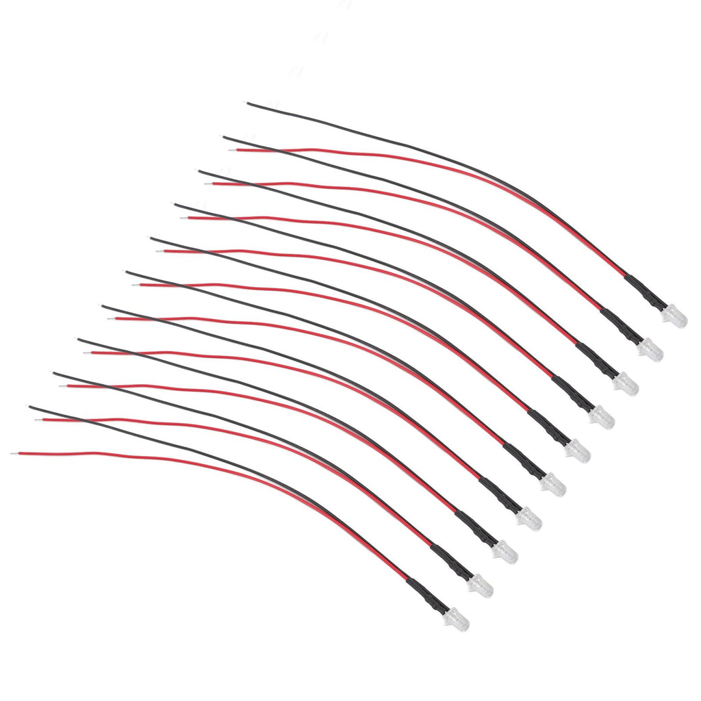 10pcs Lights Emitting Diodes 5mm Prewired Electronic LED Light Diodes for Decoration 5‑12V White Light