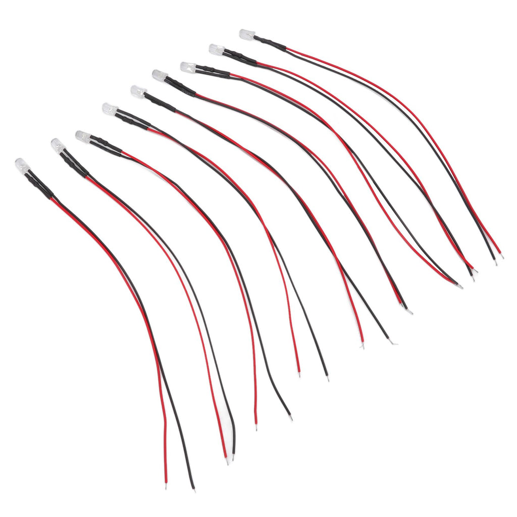 10pcs Lights Emitting Diodes 5mm Prewired Electronic LED Light Diodes for Decoration 5‑12V White Light