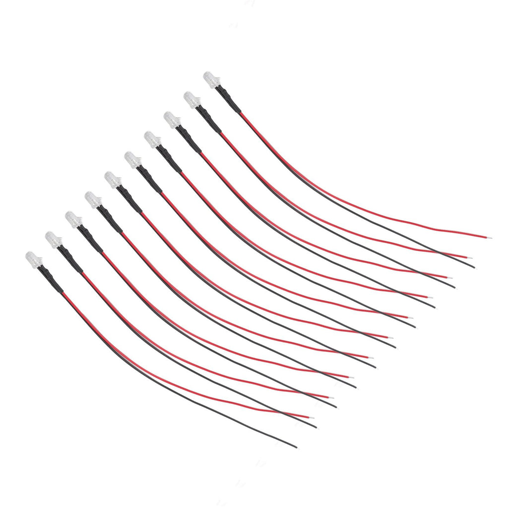 10pcs Lights Emitting Diodes 5mm Prewired Electronic LED Light Diodes for Decoration 5‑12V Yellow Light