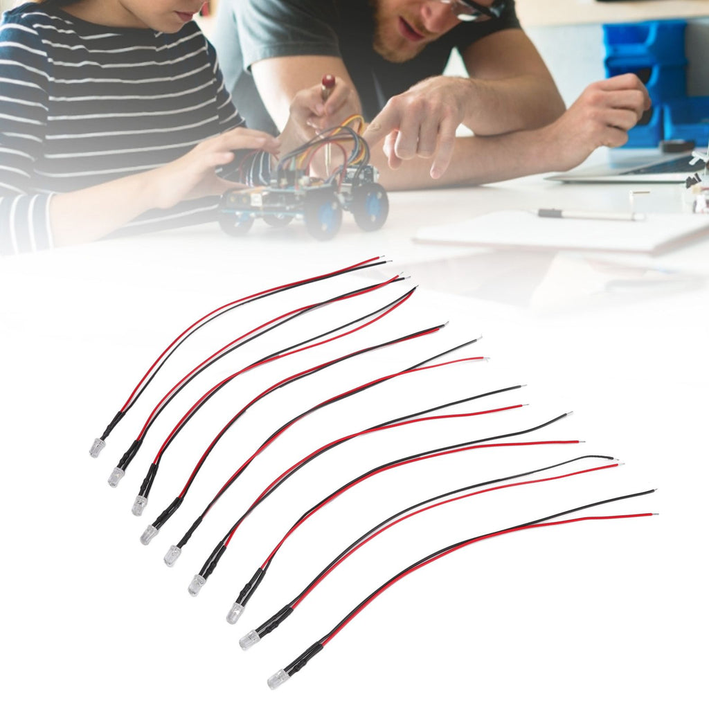 10pcs Lights Emitting Diodes 5mm Prewired Electronic LED Light Diodes for Decoration 5‑12V Yellow Light