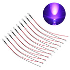 10pcs Lights Emitting Diodes 5mm Prewired Electronic LED Light Diodes for Decoration 5‑12V Purple Light