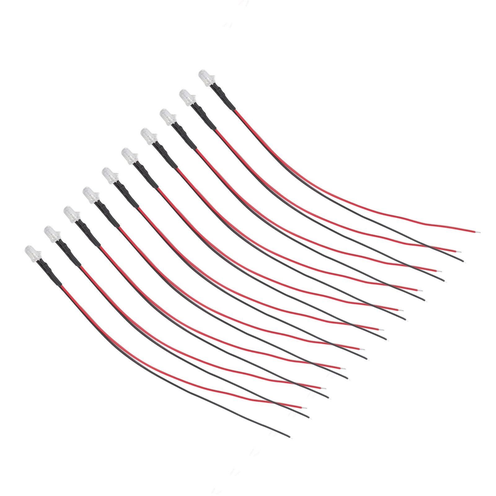 10pcs Lights Emitting Diodes 5mm Prewired Electronic LED Light Diodes for Decoration 5‑12V Blue Light
