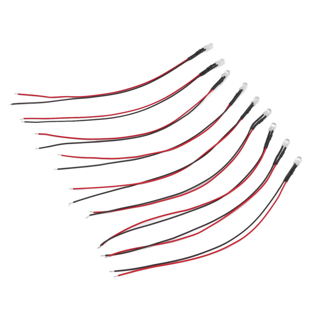 10pcs Lights Emitting Diodes 5mm Prewired Electronic LED Light Diodes for Decoration 5‑12V Blue Light