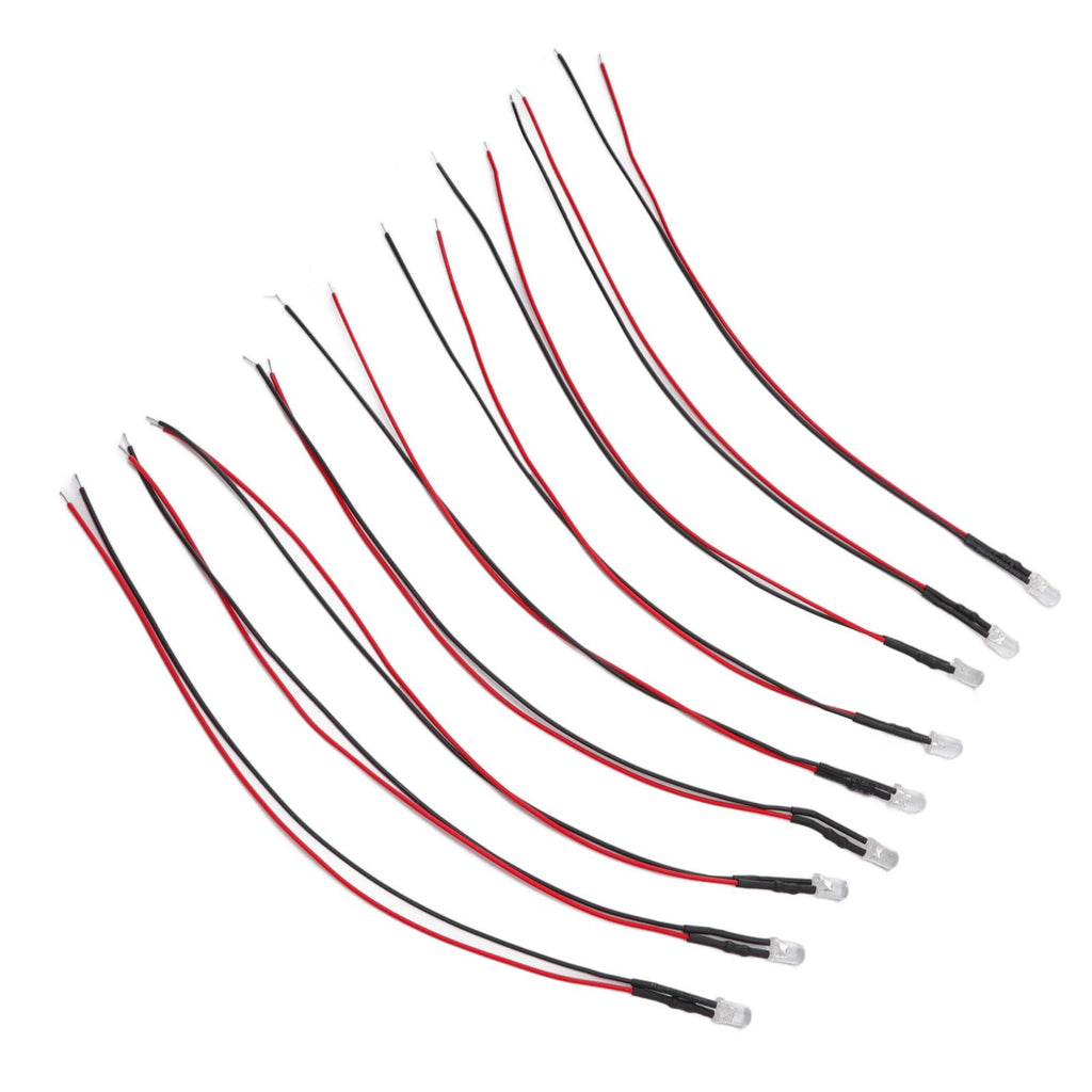 10pcs Lights Emitting Diodes 5mm Prewired Electronic LED Light Diodes for Decoration 5‑12V Blue Light
