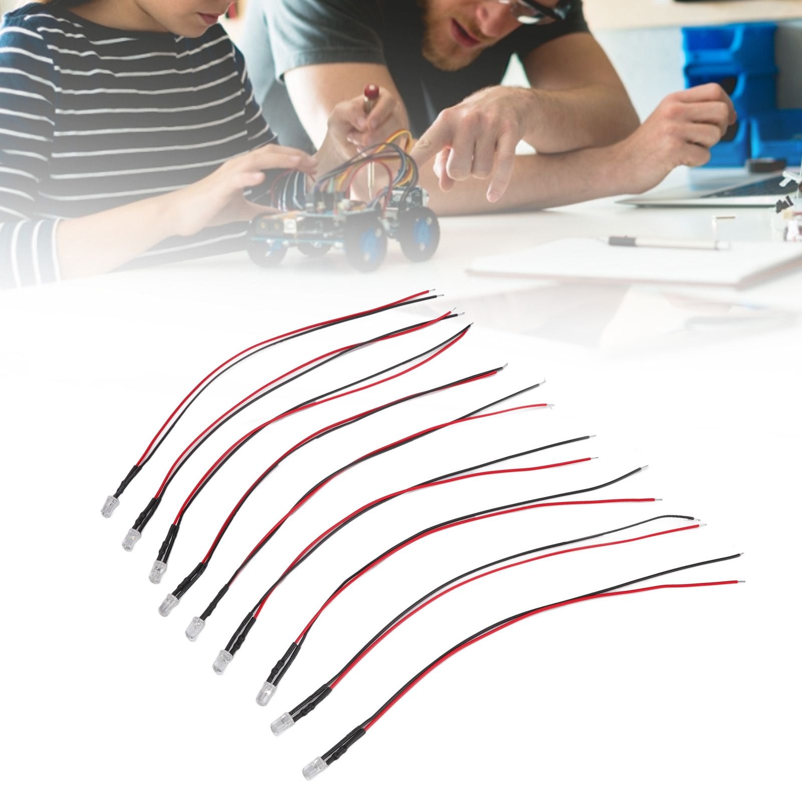 10pcs Lights Emitting Diodes 5mm Prewired Electronic LED Light Diodes for Decoration 5‑12V Blue Light