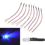 10pcs Lights Emitting Diodes 5mm Prewired Electronic LED Light Diodes for Decoration 5‑12V Blue Light