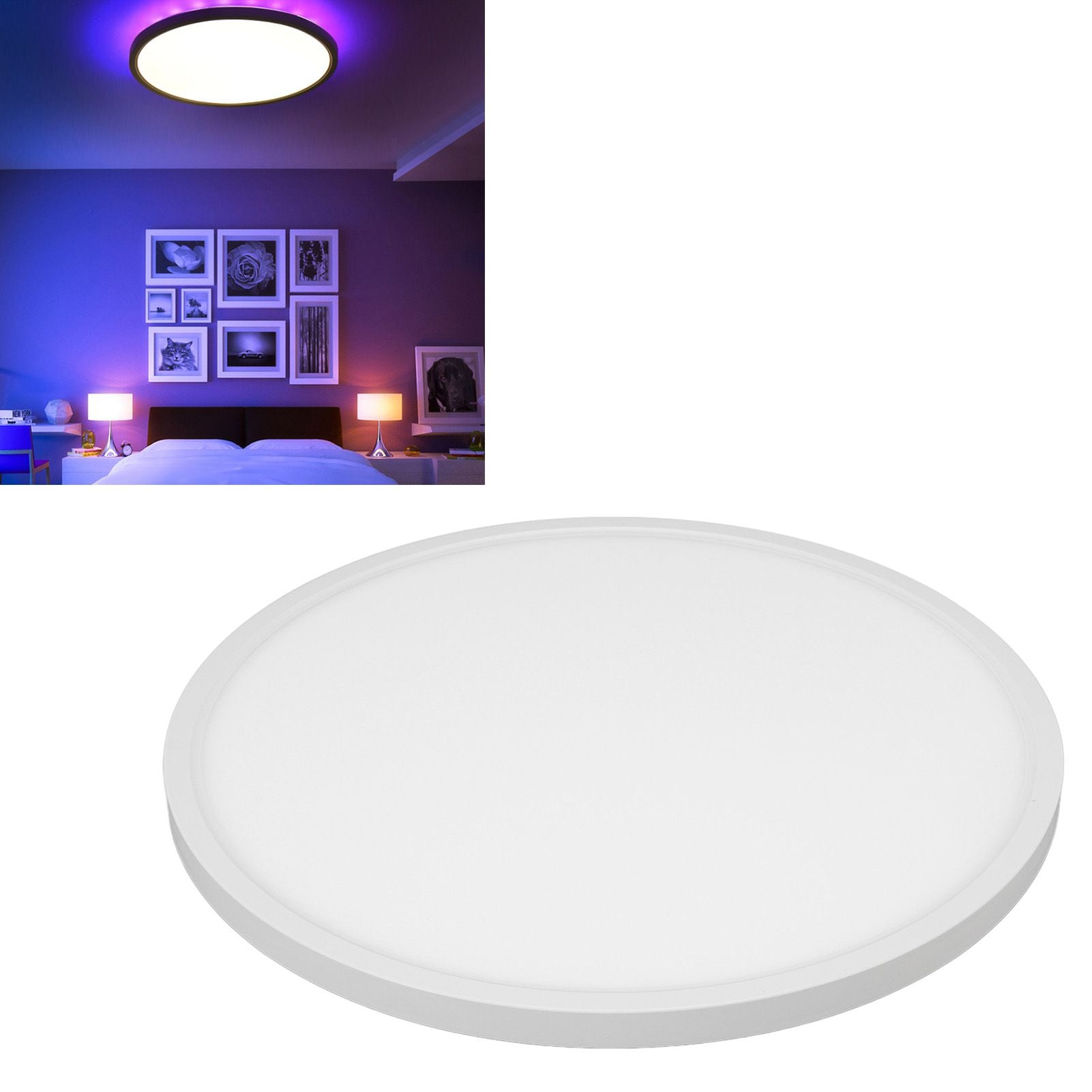 LED Flush Mount Ceiling Light 11.4inch Dimmable 3 Light Modes RGB Light Waterproof Round Ceiling Light for Bedroom 110‑240V