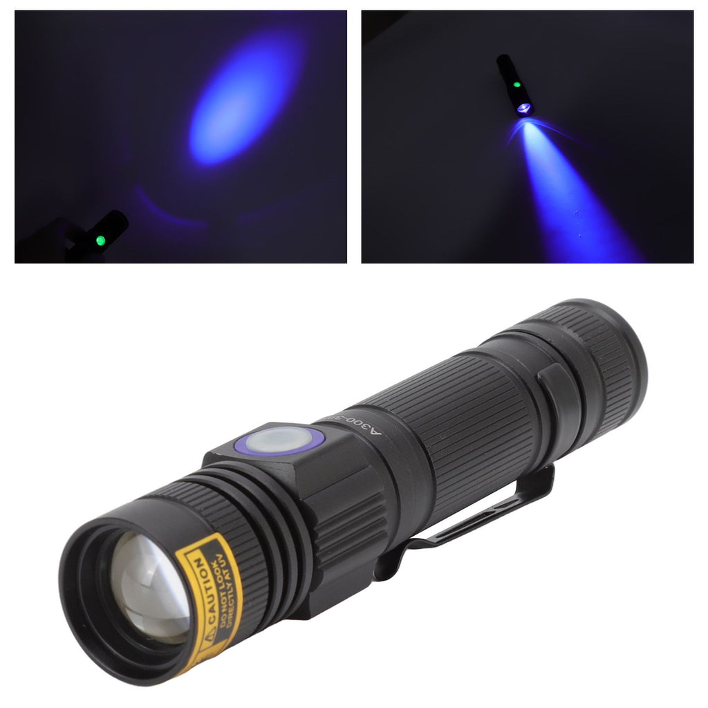 Ultraviolet Flashlight Zoomable UV Detection Lamp Waterproof LED Flashlight 300‑395nm Wavelength