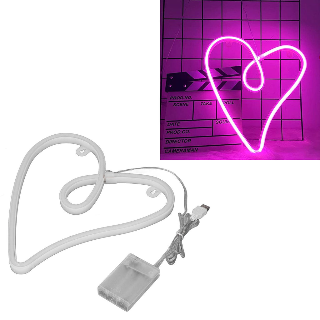 Heart Neon Light Dual Power Supply Retro IP45 Waterproof LED Neon Lamp for Living Room Valentine's Day Party Bar Decor Pink Light