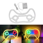 LED Neon Sign Game Controller Shaped 11inx7.5in LED Safe PVC ABS Battery USB Powered Gamepad Neon Sign for Bedroom Party