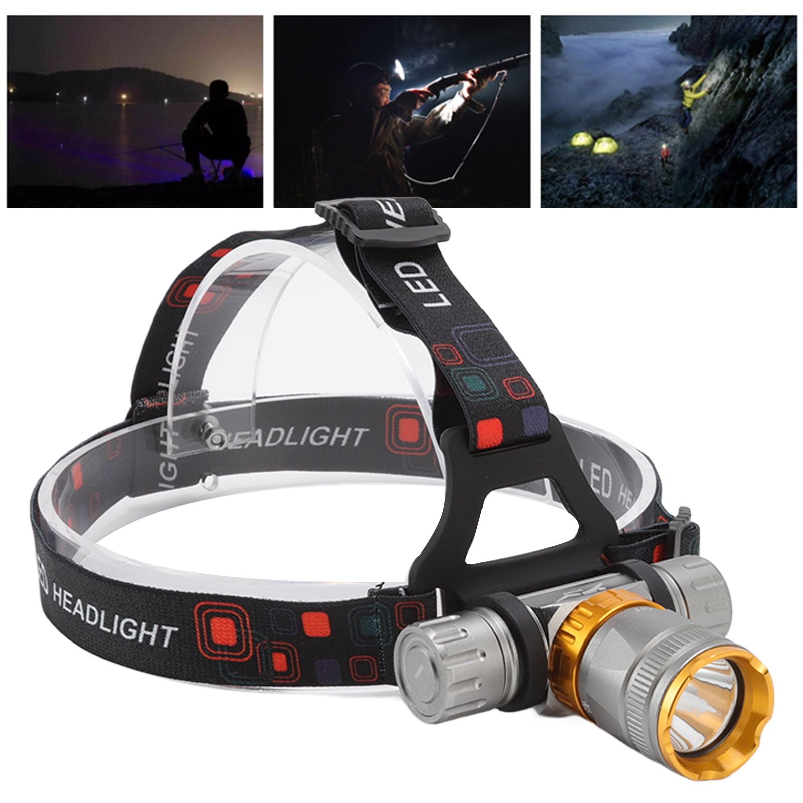LED Diving Headlight Aluminum Alloy IPX8 Waterproof Super Bright 1500LM 5 Modes Light Weight LED Head Light for Swimming