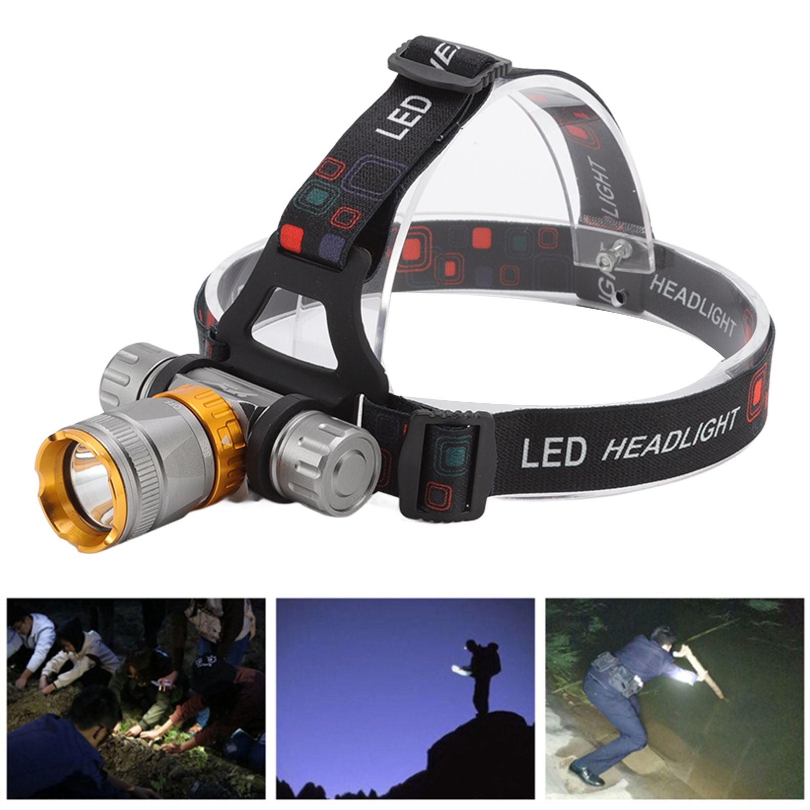 LED Diving Headlight Aluminum Alloy IPX8 Waterproof Super Bright 1500LM 5 Modes Light Weight LED Head Light for Swimming