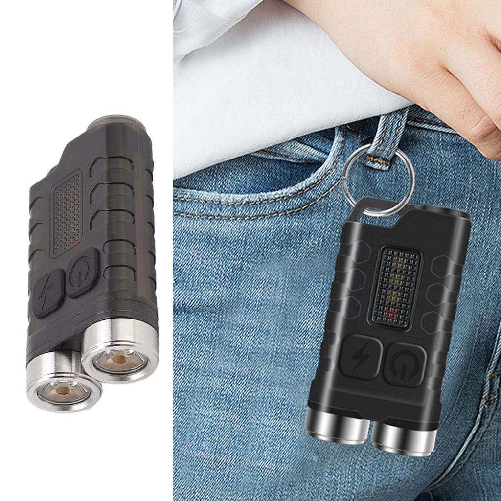 V3 Mini Keychain Flashlight USB Rechargeable Small Flashlight Outdoor Waterproof Camping Hiking Maintenance Lights Portable Magnetic Flashlight Black