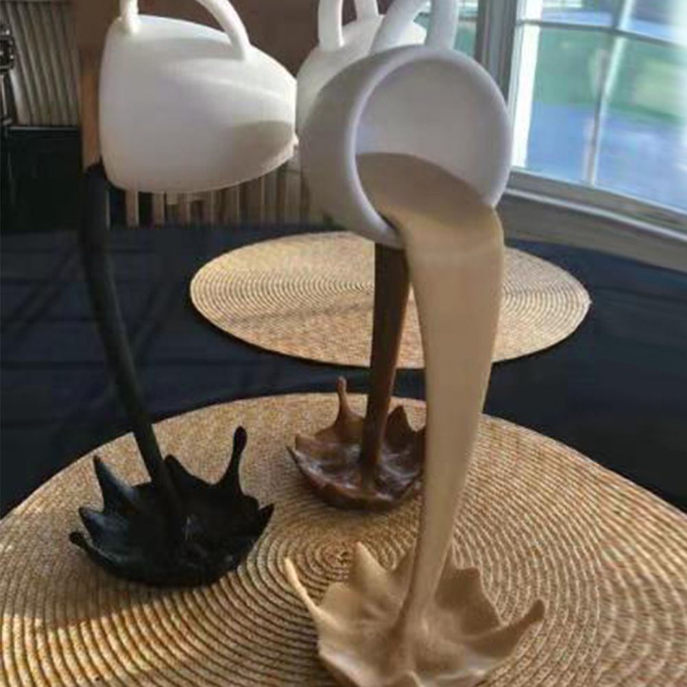 Floating Spilling Coffee Cup Spilling Pouring Coffee Cup Sculpture Sculpture for Kitchen Dining Room Decor
