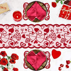 5 Pack Valentines Day Decorations Sets Lace Red Heart Table Runner and Placemats Valentines Day Decor for Home Wedding Anniversary Party