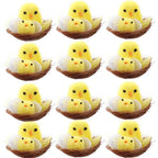 12PCS Mini Easter Chicks Yellow Easter Decoration Toy Simulation Mini Chicks Spring Home Garden Decor Party Favors and Gifts for Kids