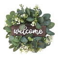 Artificial Wreath Leaves Branch Garland Welcome Sign Door Wreath Welcome Door Sign Wall Wreath for Living Room Wall Decoration