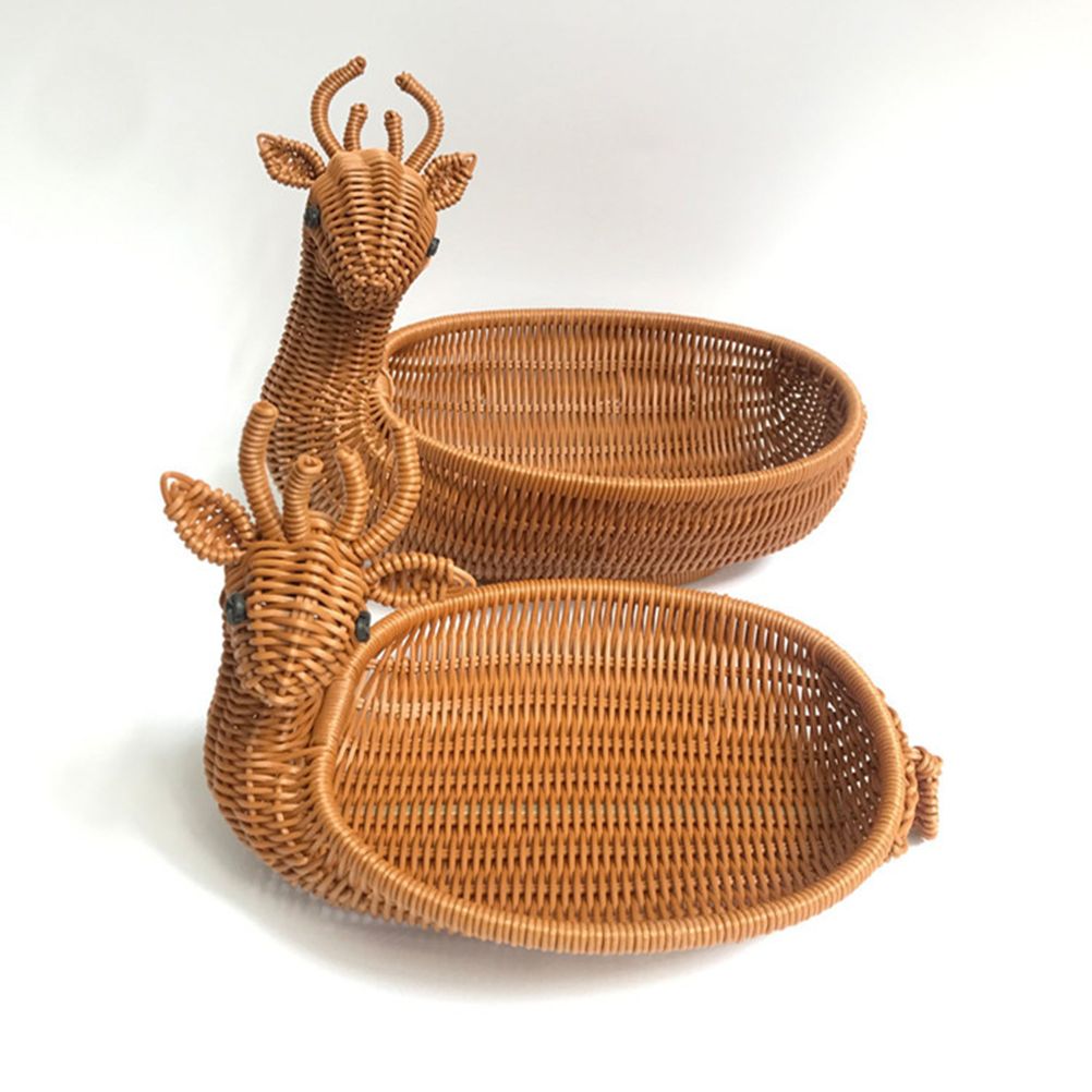 Simulation Rattan Woven Basket Storage Basket Fruit Basket Animal Shape Storage Basket Display Basket