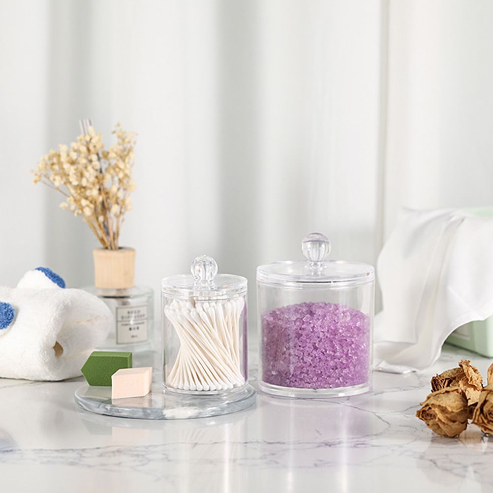 3PCS Clear Acrylic Cotton Swab Container Organizer Multipurpose Durable Transparent Acrylic Bathroom Cotton Balls Jar