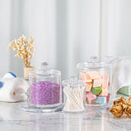 3PCS Clear Acrylic Cotton Swab Container Organizer Multipurpose Durable Transparent Acrylic Bathroom Cotton Balls Jar