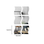 6PCS 3D Wave Mirror Wall Sticker Self Adhesive Home Decoration
