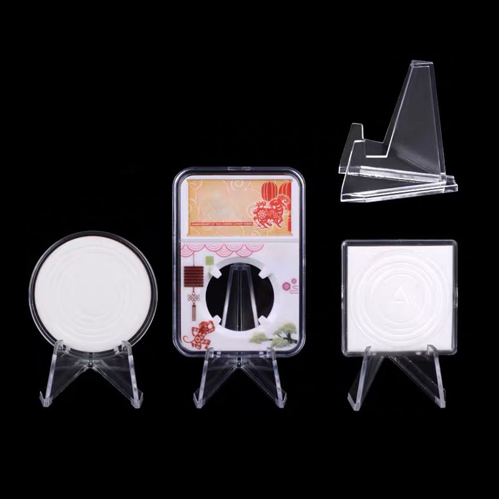 12PCS Mini Acrylic Display Stands Transparent Coin Display Easel for Home Shop Exhibitions