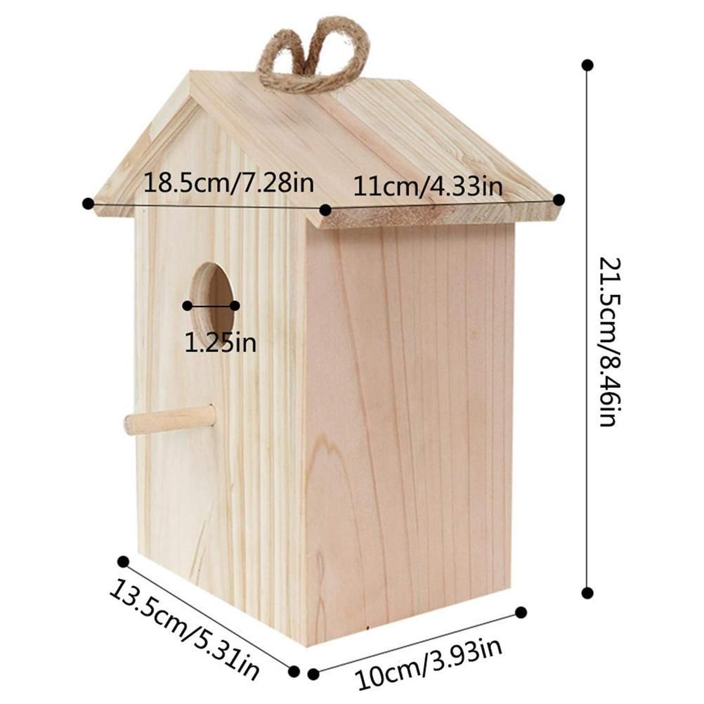 Birdhouse Bird Feeder Wooden Hanging Nest Box Outdoor Window Cage with Suction Cups