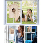 Birdhouse Bird Feeder Wooden Hanging Nest Box Outdoor Window Cage with Suction Cups