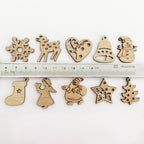 100Pcs Mix Wooden Christmas Tree Ornaments Mini Santa Claus Snowman Elk Snowflakes Christmas Tree Hanging Pendants