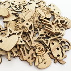 100Pcs Mix Wooden Christmas Tree Ornaments Mini Santa Claus Snowman Elk Snowflakes Christmas Tree Hanging Pendants