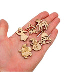 100Pcs Mix Wooden Christmas Tree Ornaments Mini Santa Claus Snowman Elk Snowflakes Christmas Tree Hanging Pendants