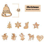 100Pcs Mix Wooden Christmas Tree Ornaments Mini Santa Claus Snowman Elk Snowflakes Christmas Tree Hanging Pendants
