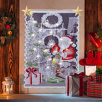 Christmas Lace Curtains LED Light Santa Claus Half Blackout Curtains Living Room Bedroom Home Decor