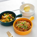 Nordic Ceramic Instant Noodle Bowl With Handle Breakfast Rice Baking Bowl Dessert Soup Fruit Salad Bowl