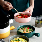 Nordic Ceramic Instant Noodle Bowl With Handle Breakfast Rice Baking Bowl Dessert Soup Fruit Salad Bowl