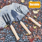 3PCS/Set Wooden Handle Mini Gardening Potted Tool Gardening Shovel Rake Fork Set for Houseplants Potted Plants