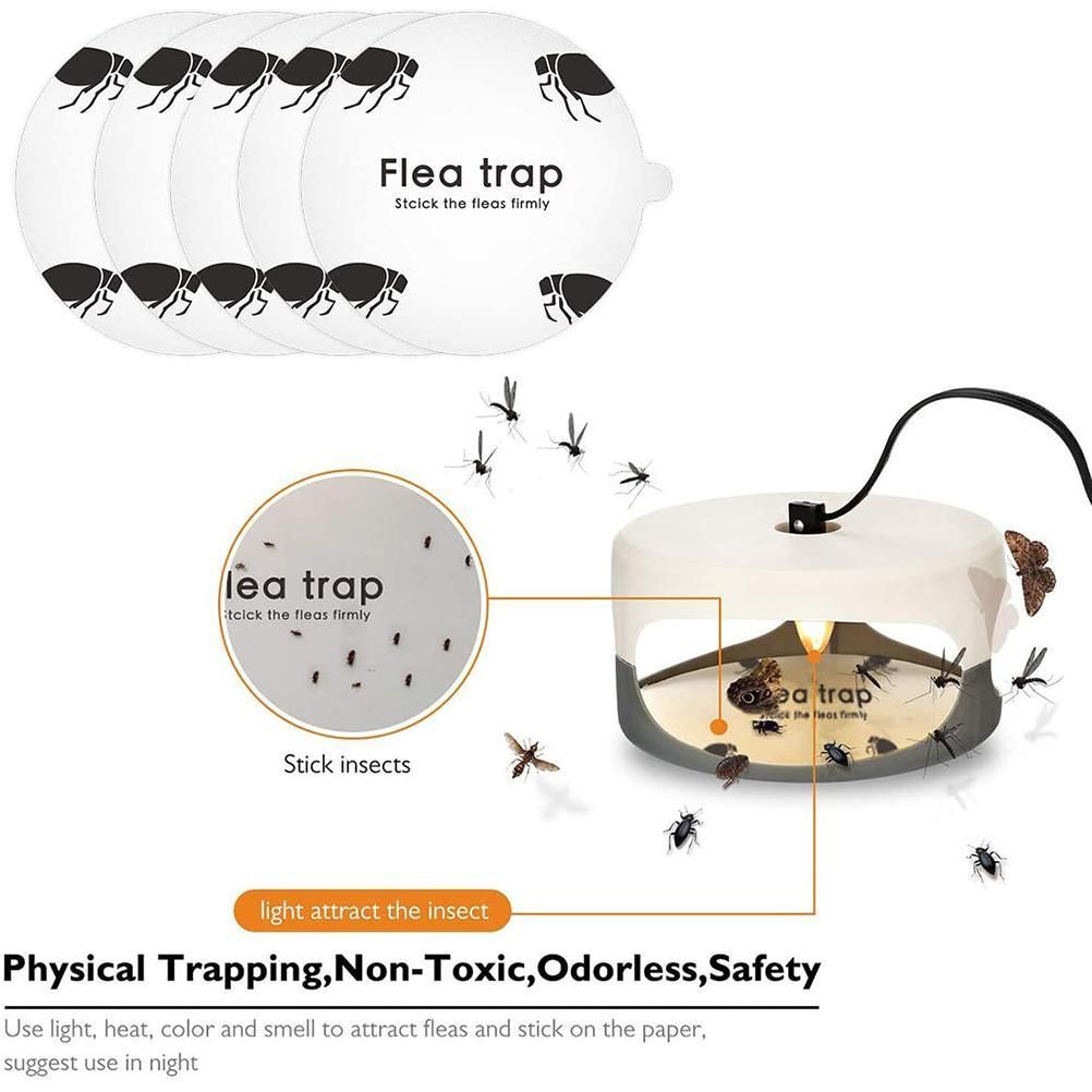 5 Pcs Flea Trap Stickers Round Sticky Fly Traps Dome Flea Trap Refill for Home Bedroom Pet House