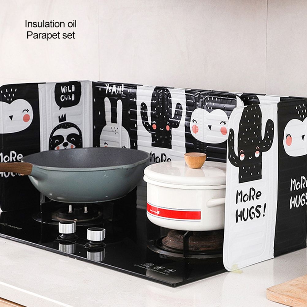 Aluminum Foldable Kitchen Gas Stove Oil Baffle Plate Kitchen Frying Pan Oil Splash Protection Screen