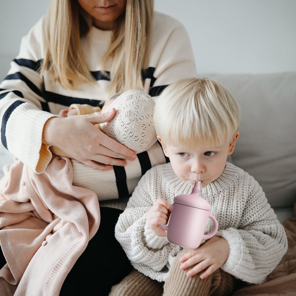 150ML Baby Cup Silicone Training Cup Sippy Cup with Straw Non Slip Handles Unbreakable Heat Resistant Trainer Cup for Babies Infants