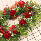 Valentine's Day Wreath Decoration Artificial Rose Ribbon Wreath Heart Shaped Simulated Spring Wedding Wreath