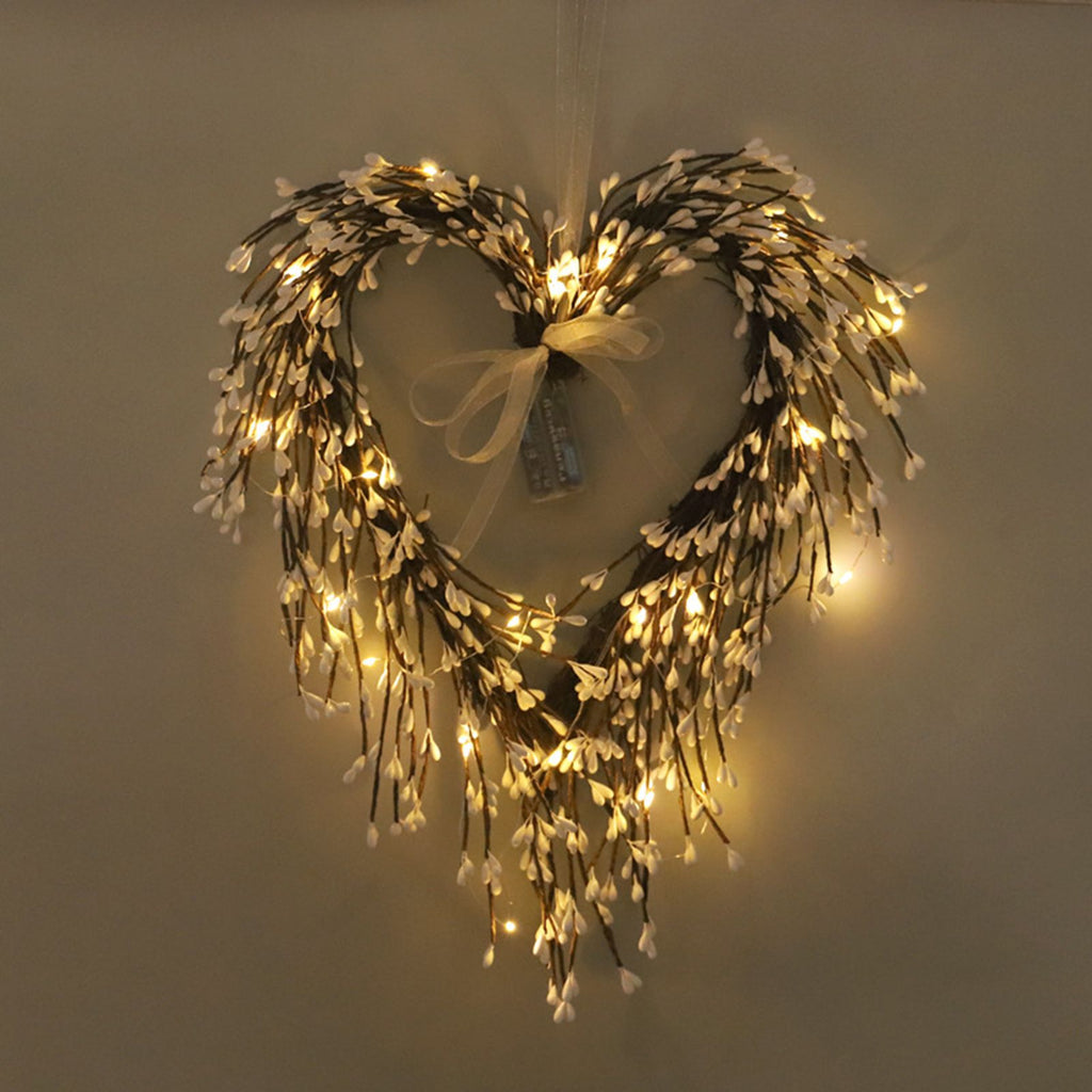 Heart Shaped Wreath Sprig Valentine's Day Wreath Wall Mounted Front Door Flower Wreath