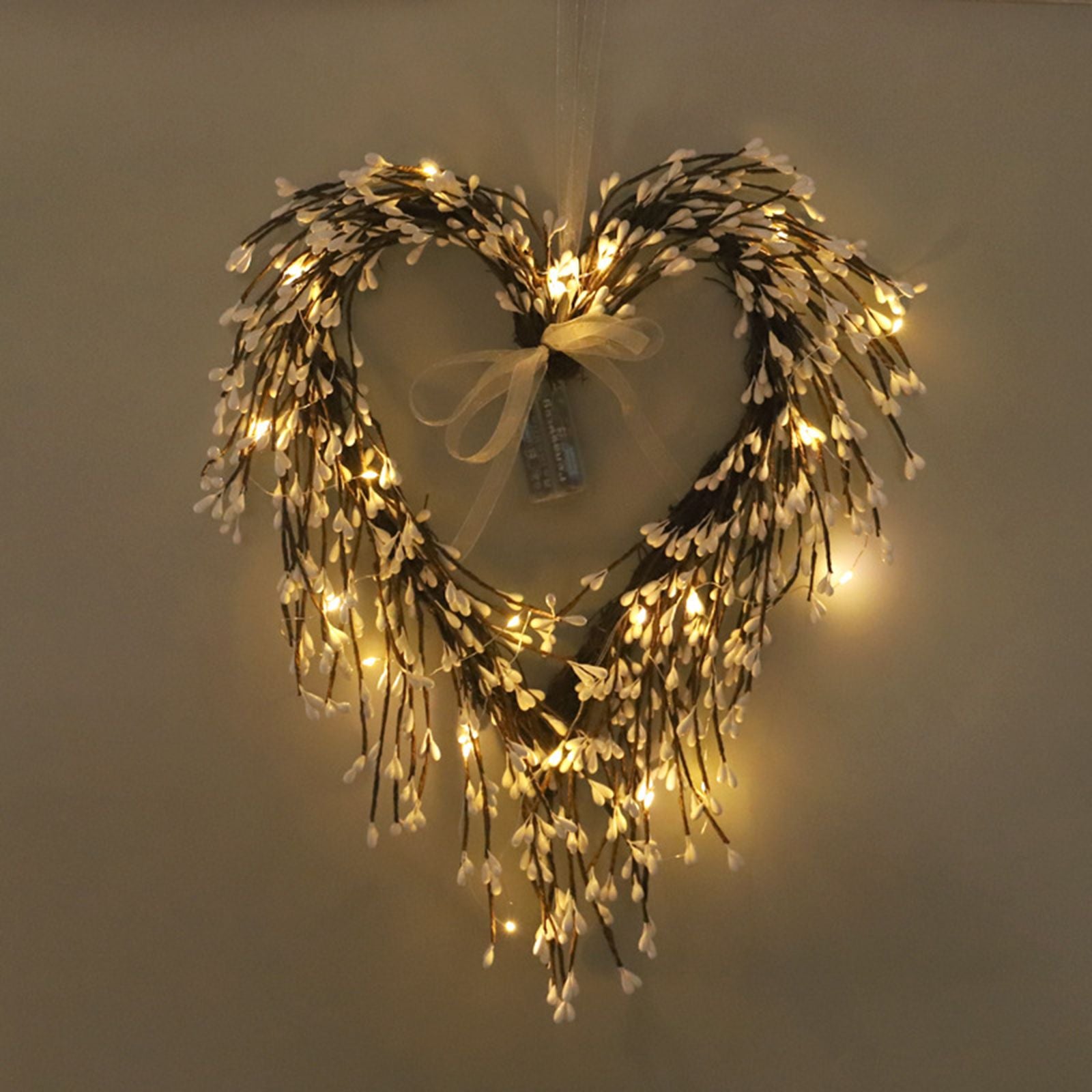 Heart Shaped Wreath Sprig Valentine's Day Wreath Wall Mounted Front Door Flower Wreath