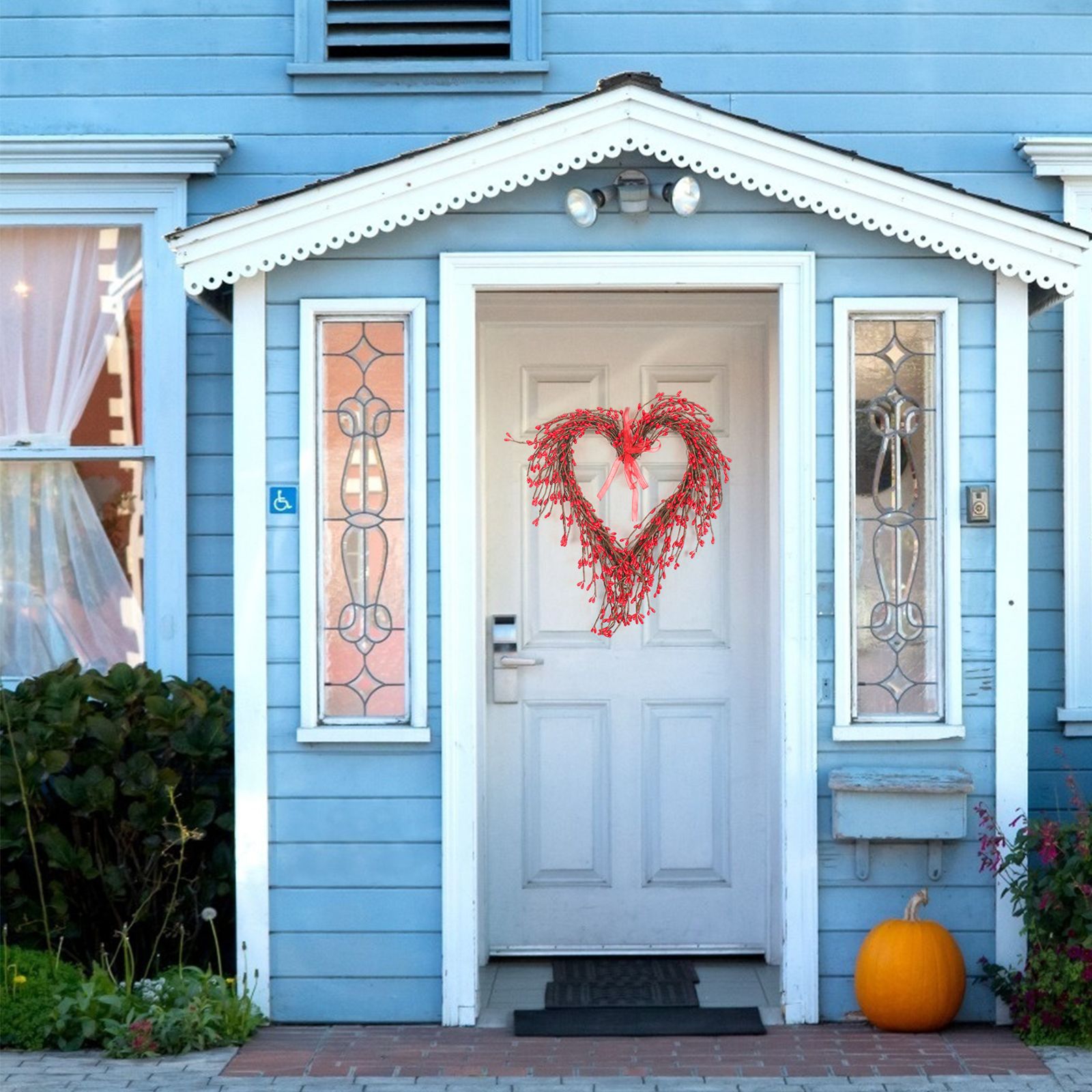 Heart Shaped Wreath Sprig Valentine's Day Wreath Wall Mounted Front Door Flower Wreath