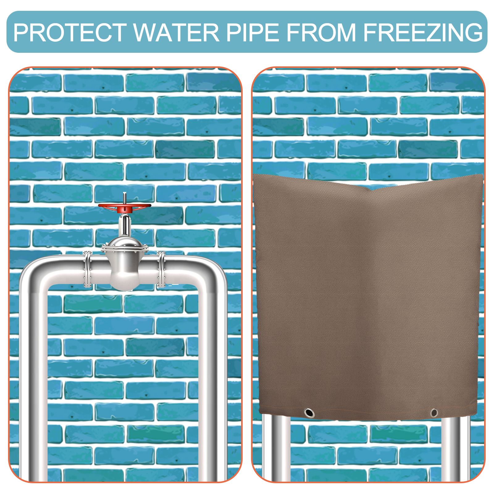 Backflow Preventer Insulation Cover Brown 30 x 24in Backflow Preventer Cover for Winter Pipe Freeze Protection