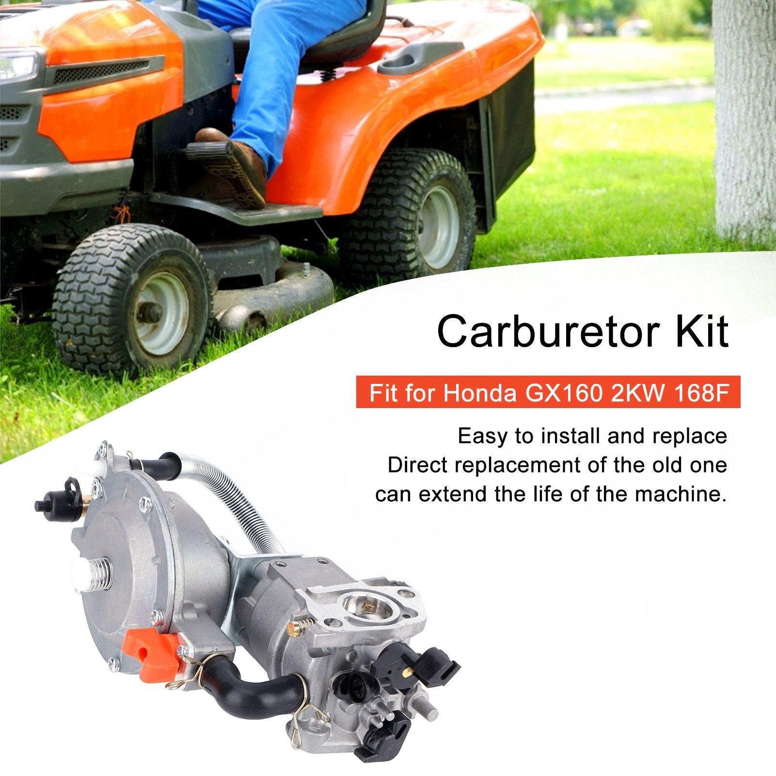 Carburetor Kit Replacement Fit for Honda GX160 2KW 168F Chainsaw Parts Gardening Tool