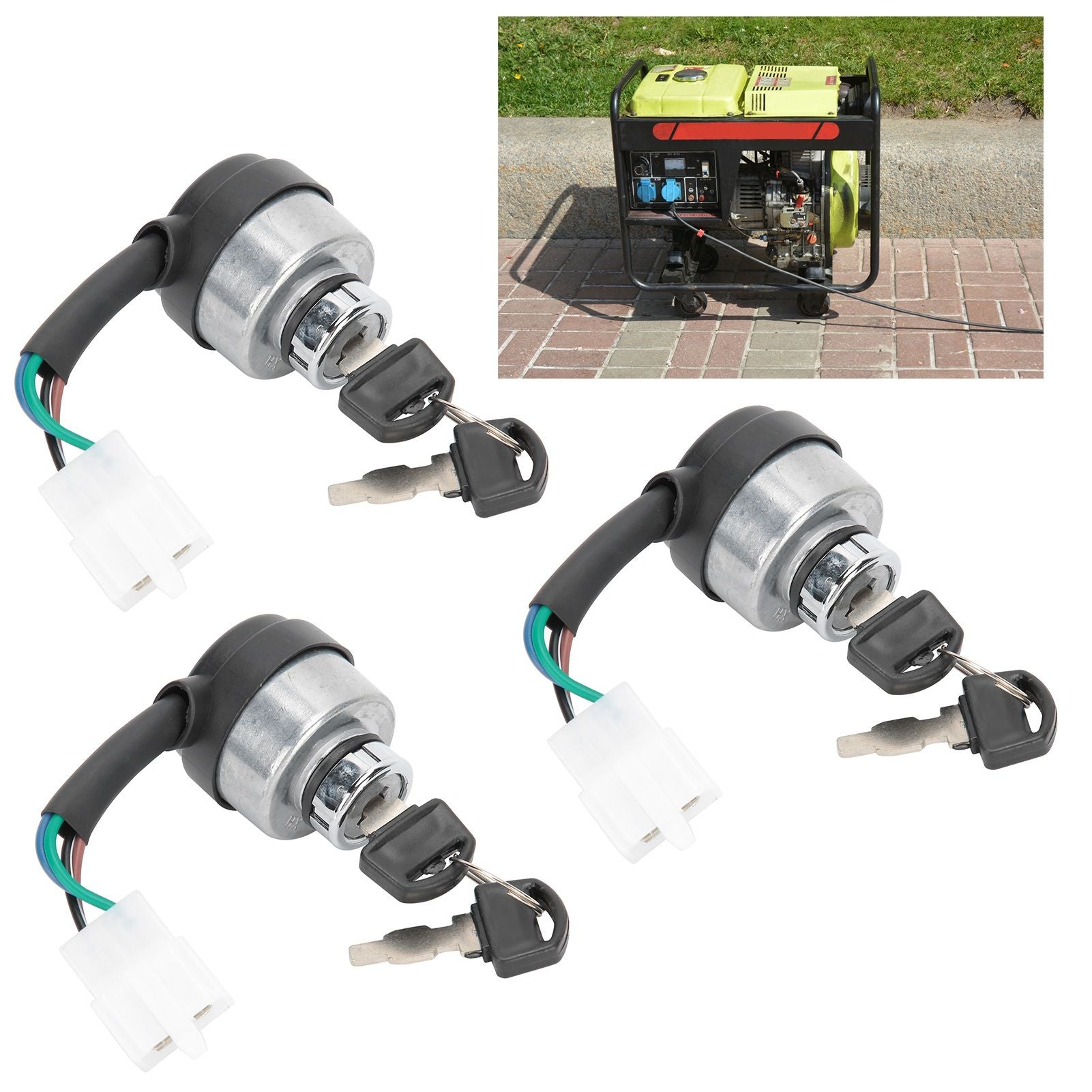 3Set Electric Door Lock 4-Wire Ignition Switch with Keys for 168F/170F/GX160/GX200/GX210