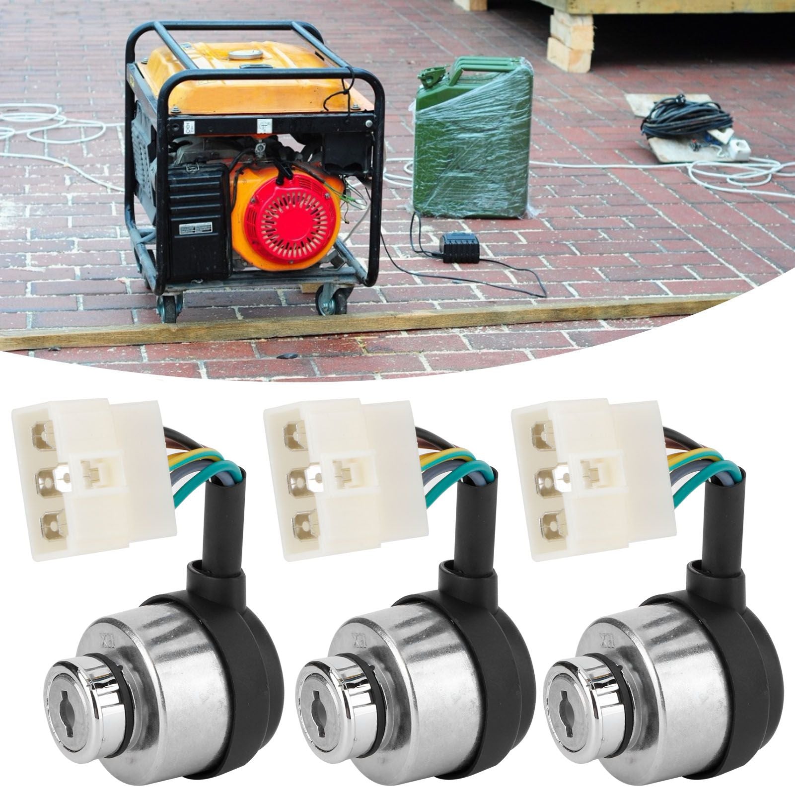 3Set 6 Wire Ignition Switch with Key for 188F/GX390/190F/GX420 Gasoline Engine Generator