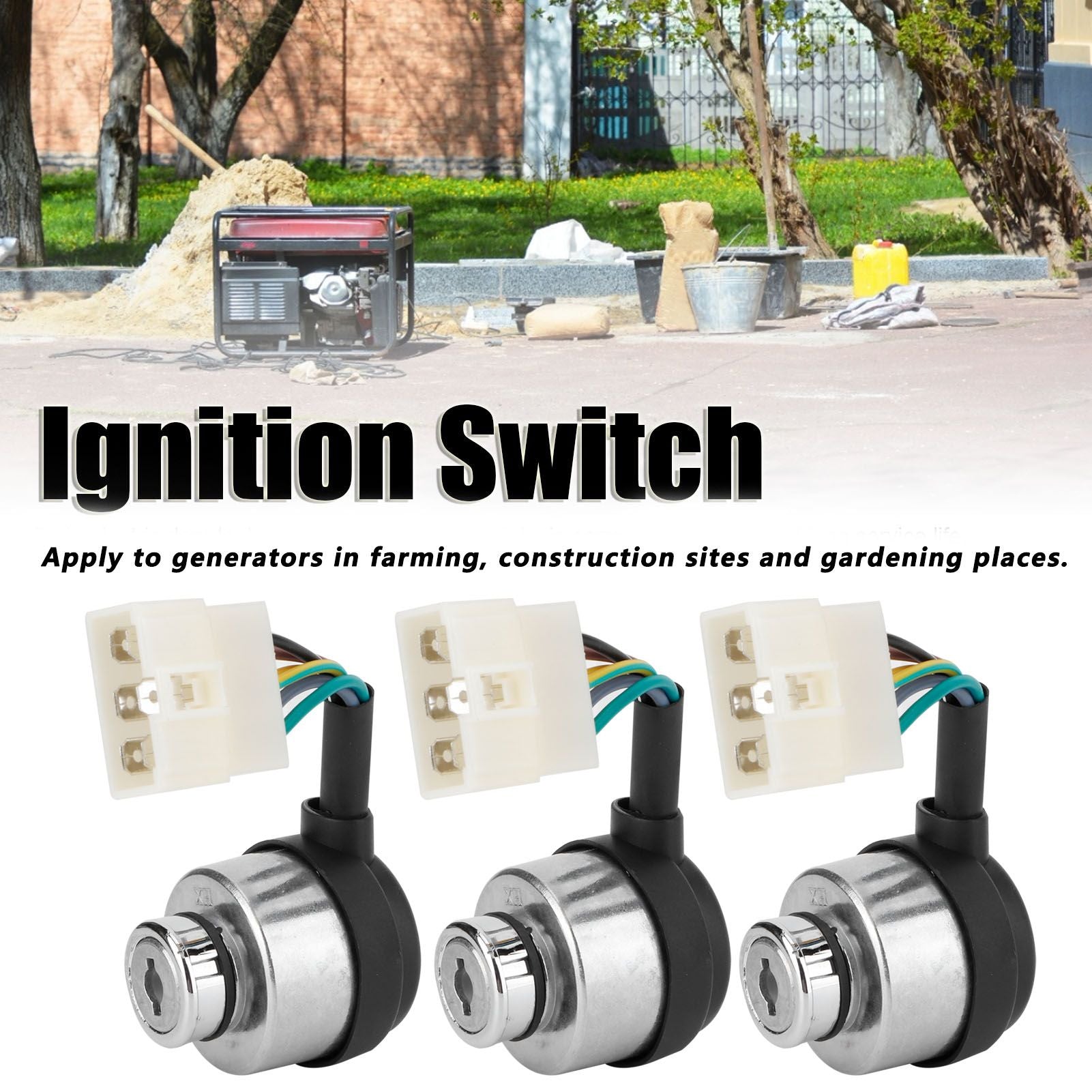 3Set 6 Wire Ignition Switch with Key for 188F/GX390/190F/GX420 Gasoline Engine Generator